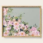 Floral Watercolor, Roses, Green and Pink Serving Tray Gallery Image 1