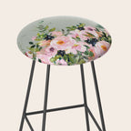 Floral Watercolor, Roses, Green and Pink Stool Gallery Image 2
