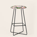 Floral Watercolor, Roses, Green and Pink Stool Gallery Image 1