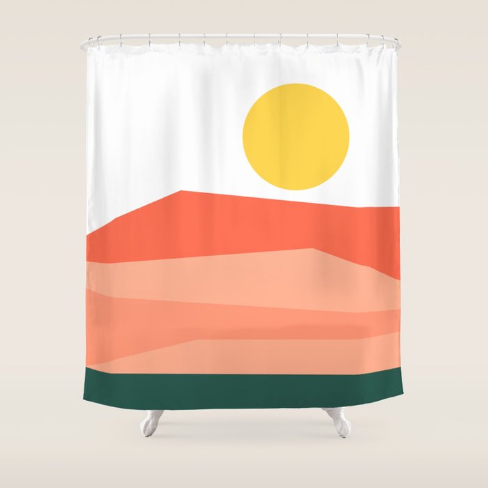 Abstract Landscape 09 Red Shower Curtain Gallery Image 1