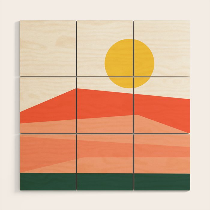 Abstract Landscape 09 Red Wood Wall Art Gallery Image 1