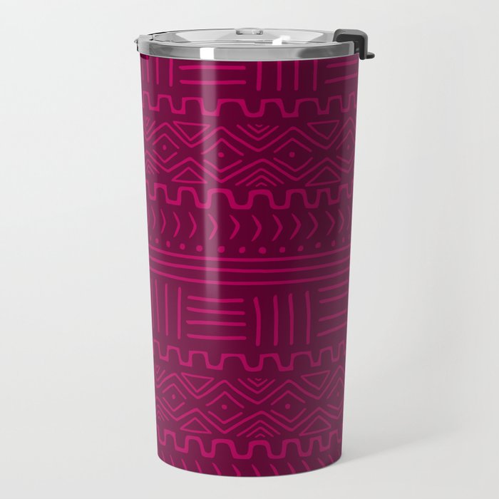 Mud Cloth in Raspberry Travel Mug Gallery Image 2