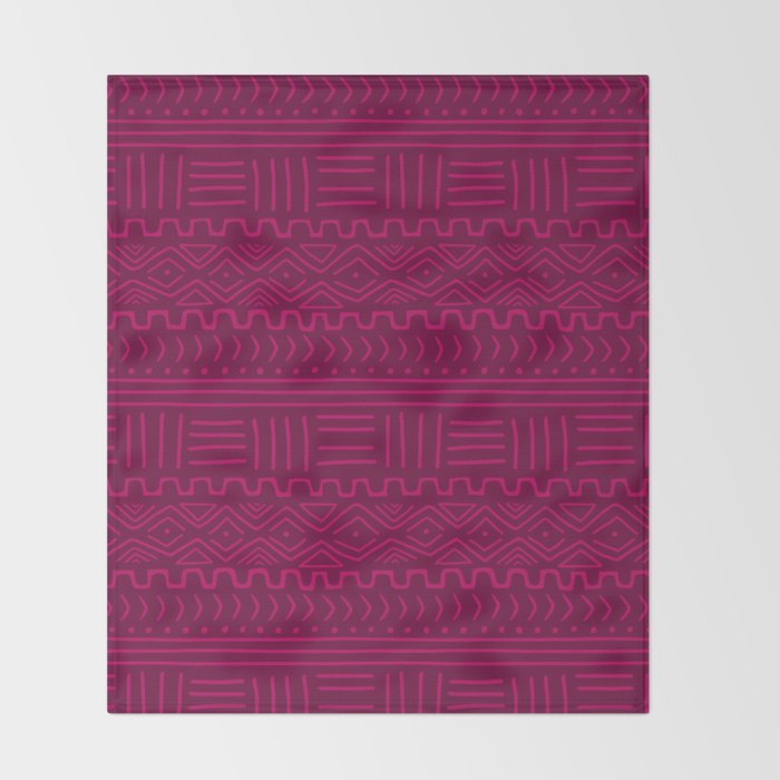 Mud Cloth in Raspberry Throw Blanket Gallery Image 2