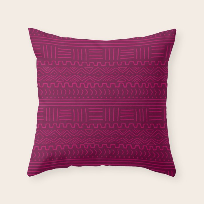 Mud Cloth in Raspberry Throw Pillow Gallery Image 6