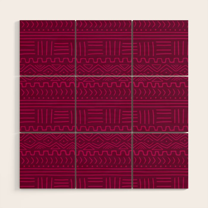 Mud Cloth in Raspberry Wood Wall Art Gallery Image 1