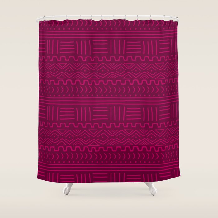 Mud Cloth in Raspberry Shower Curtain Gallery Image 1