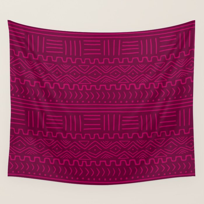 Mud Cloth in Raspberry Wall Tapestry Gallery Image 1