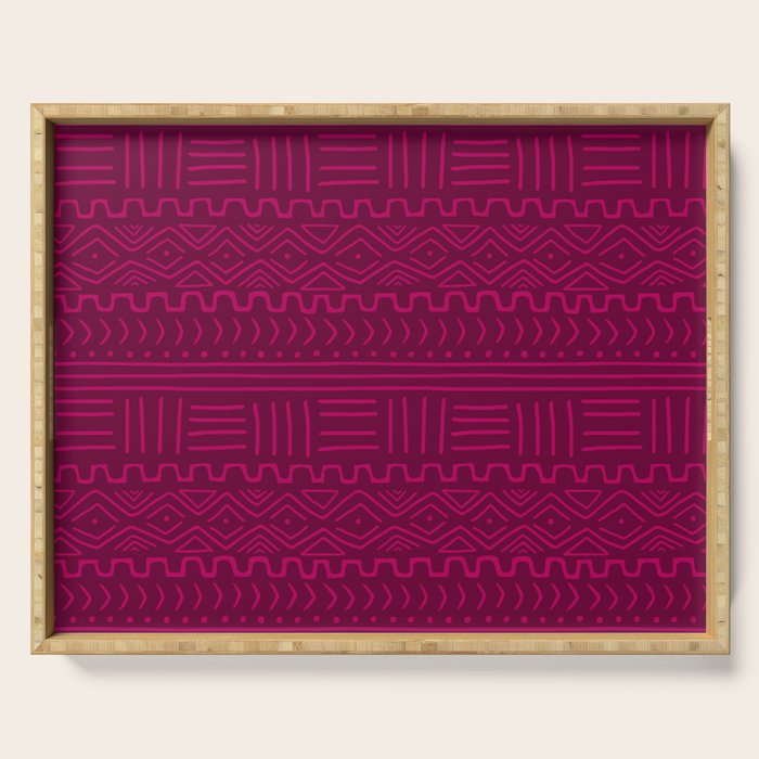 Mud Cloth in Raspberry Serving Tray Gallery Image 1