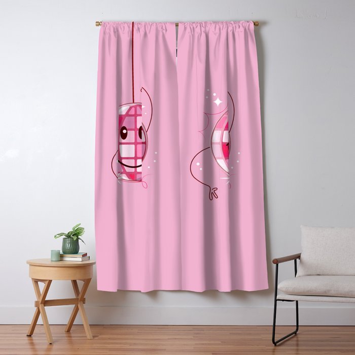 Smiley Pink Disco Ball Window Curtain Gallery Image 1
