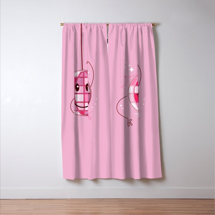 Smiley Pink Disco Ball Window Curtain Gallery Image 3