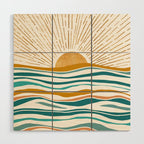 The Sun and The Sea - Gold and Teal Wood Wall Art Gallery Image 1