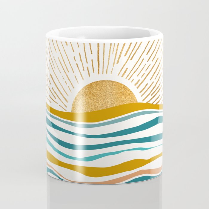 The Sun and The Sea - Gold and Teal Coffee Mug Gallery Image 4