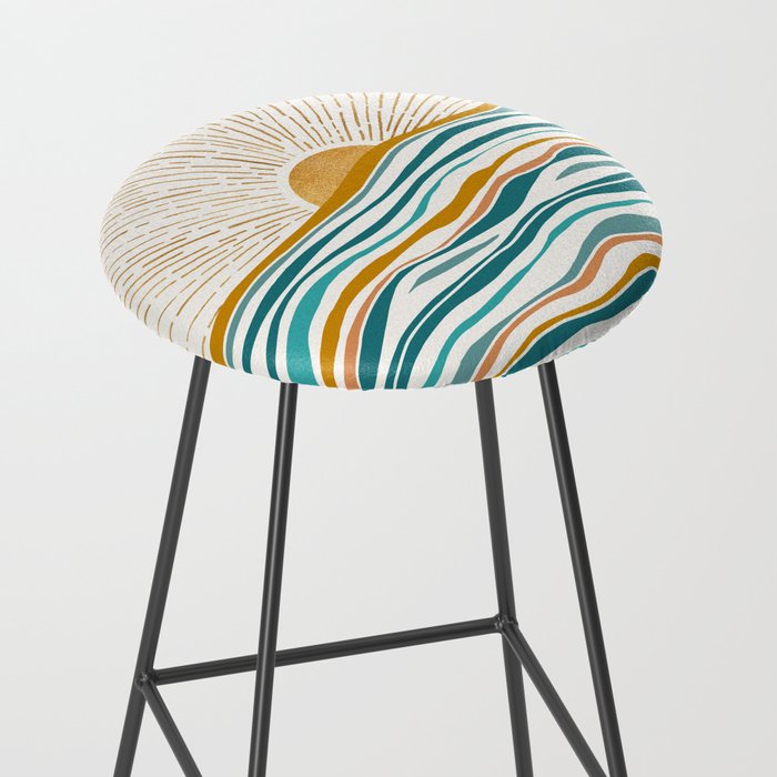 The Sun and The Sea - Gold and Teal Stool Gallery Image 2