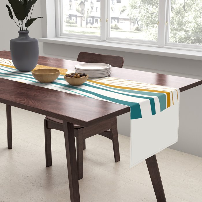The Sun and The Sea - Gold and Teal Table Runner Gallery Image 2
