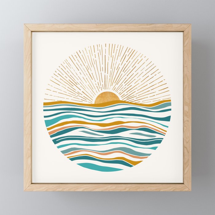 The Sun and The Sea - Gold and Teal Mini Art Print Gallery Image 1