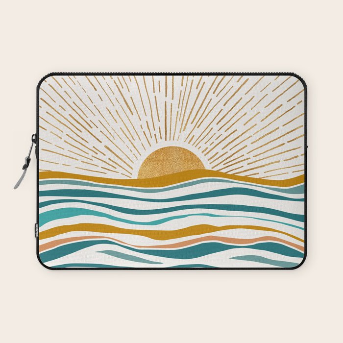The Sun and The Sea - Gold and Teal Laptop Sleeve Gallery Image 1