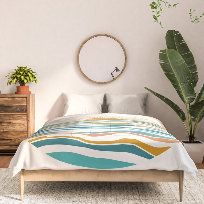The Sun and The Sea - Gold and Teal Comforter Gallery Image 3