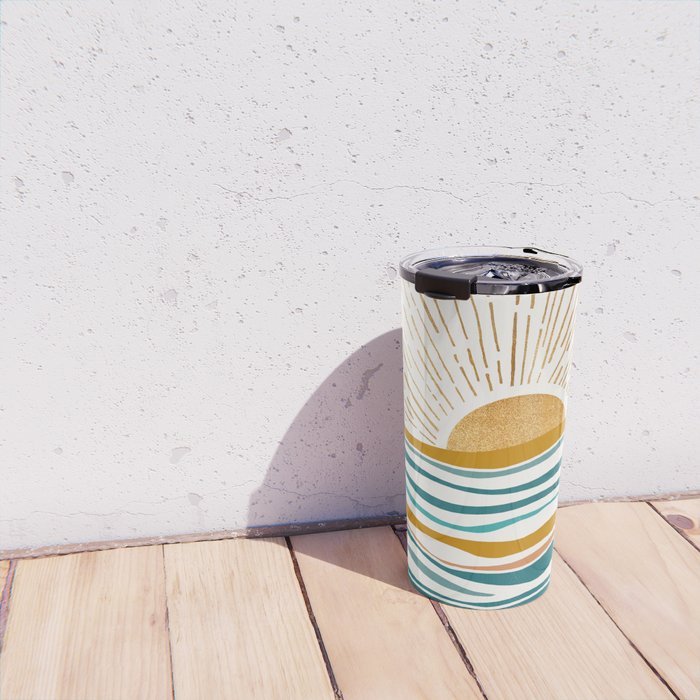 The Sun and The Sea - Gold and Teal Travel Mug Gallery Image 4
