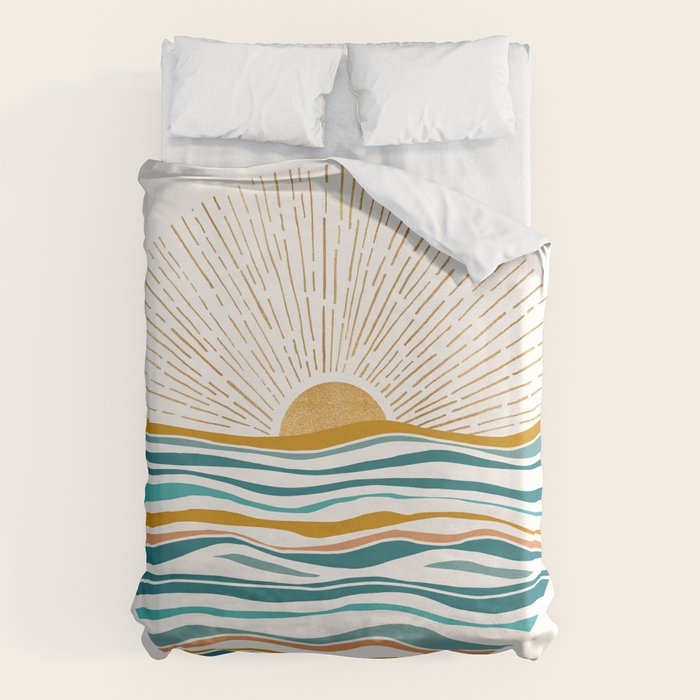 The Sun and The Sea - Gold and Teal Duvet Cover Gallery Image 6