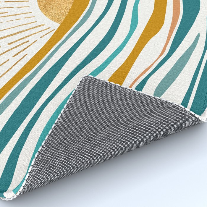 The Sun and The Sea - Gold and Teal Rug Gallery Image 4