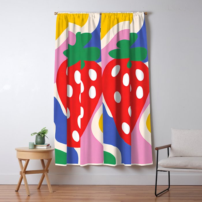 Matisse Inspired Colorful Cut Out Shapes and Strawberry  Window Curtain Gallery Image 5