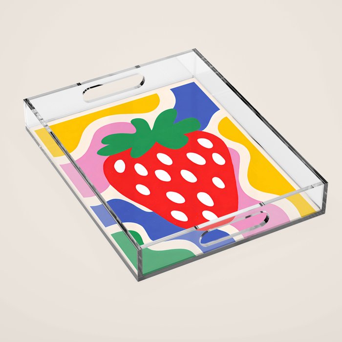 Matisse Inspired Colorful Cut Out Shapes and Strawberry  Acrylic Tray Gallery Image 1