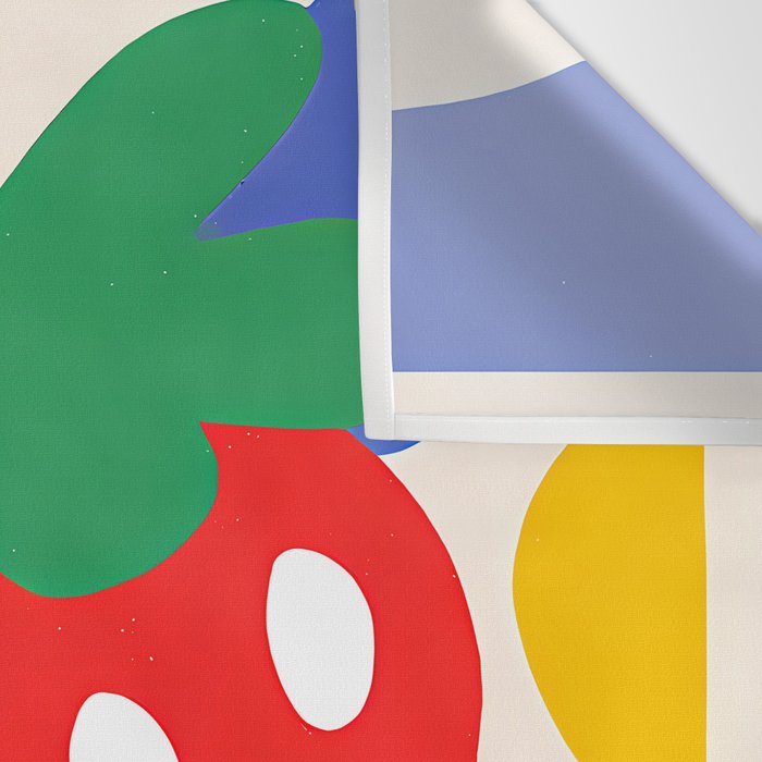 Matisse Inspired Colorful Cut Out Shapes and Strawberry  Wall Tapestry Gallery Image 3