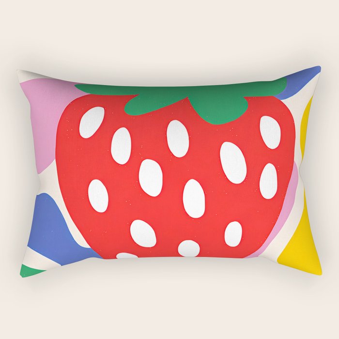 Matisse Inspired Colorful Cut Out Shapes and Strawberry  Rectangular Pillow Gallery Image 2