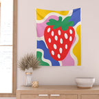 Matisse Inspired Colorful Cut Out Shapes and Strawberry  Wall Tapestry Gallery Image 2