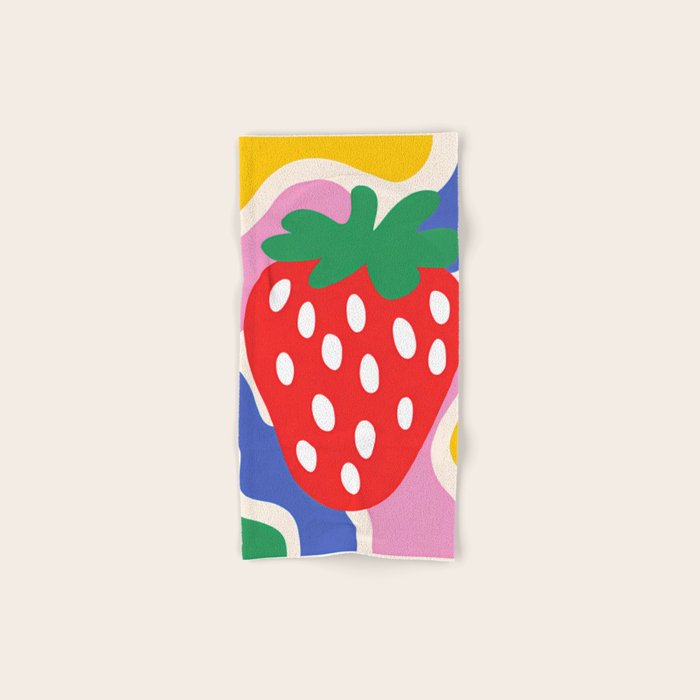 Matisse Inspired Colorful Cut Out Shapes and Strawberry  Bath Towel Gallery Image 1