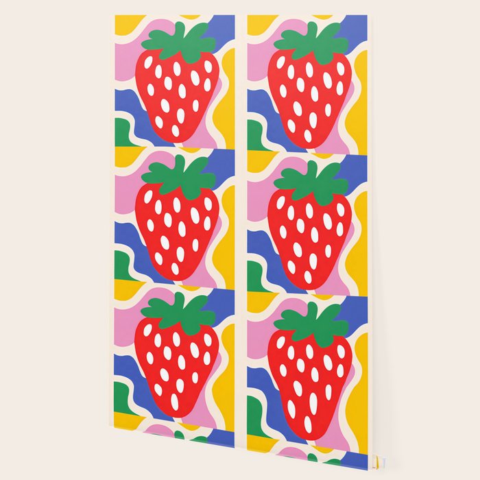 Matisse Inspired Colorful Cut Out Shapes and Strawberry  Wallpaper Gallery Image 2