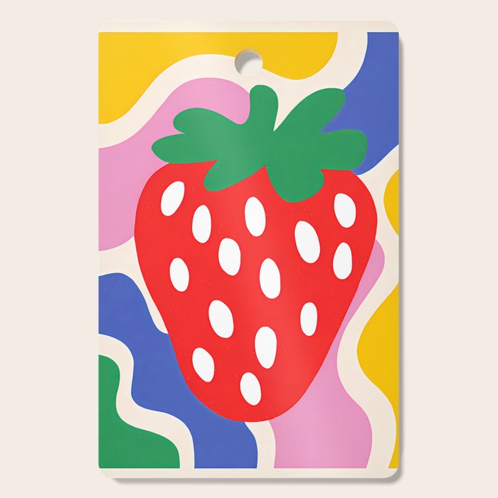 Matisse Inspired Colorful Cut Out Shapes and Strawberry  Cutting Board Gallery Image 1