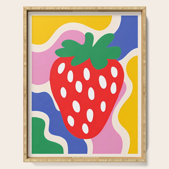 Matisse Inspired Colorful Cut Out Shapes and Strawberry  Serving Tray Gallery Image 1