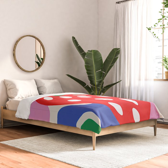 Matisse Inspired Colorful Cut Out Shapes and Strawberry  Comforter Gallery Image 2