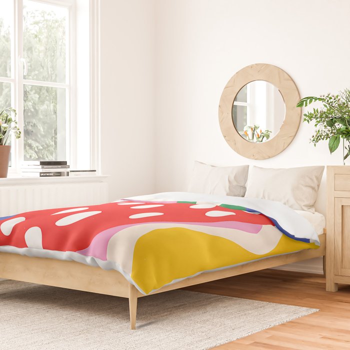 Matisse Inspired Colorful Cut Out Shapes and Strawberry  Duvet Cover Gallery Image 2