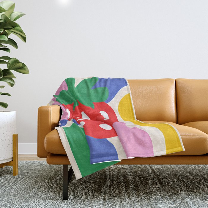 Matisse Inspired Colorful Cut Out Shapes and Strawberry  Throw Blanket Gallery Image 1