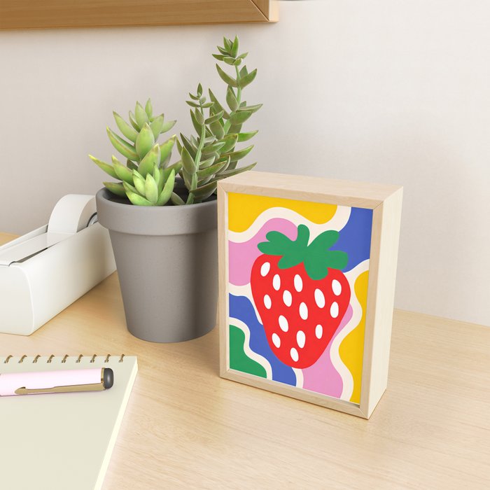 Matisse Inspired Colorful Cut Out Shapes and Strawberry  Mini Art Print Gallery Image 2