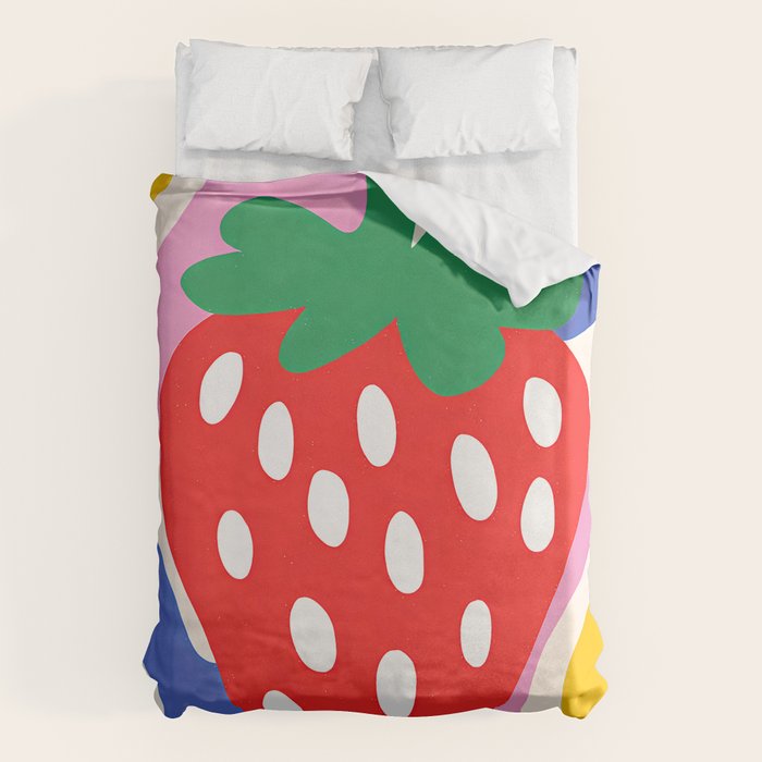 Matisse Inspired Colorful Cut Out Shapes and Strawberry  Duvet Cover Gallery Image 6