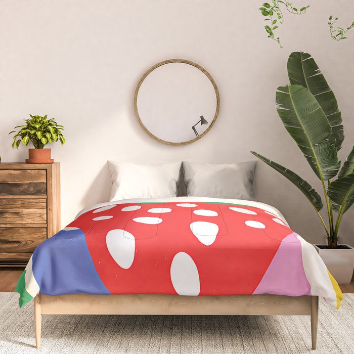 Matisse Inspired Colorful Cut Out Shapes and Strawberry  Comforter Gallery Image 3