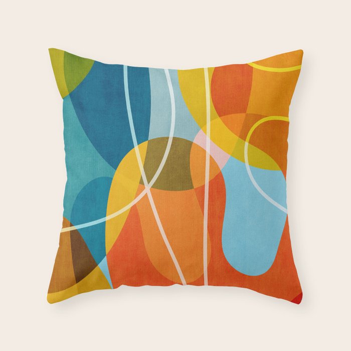 Colorful Red Yellow Modern Abstract Artwork Throw Pillow Gallery Image 6
