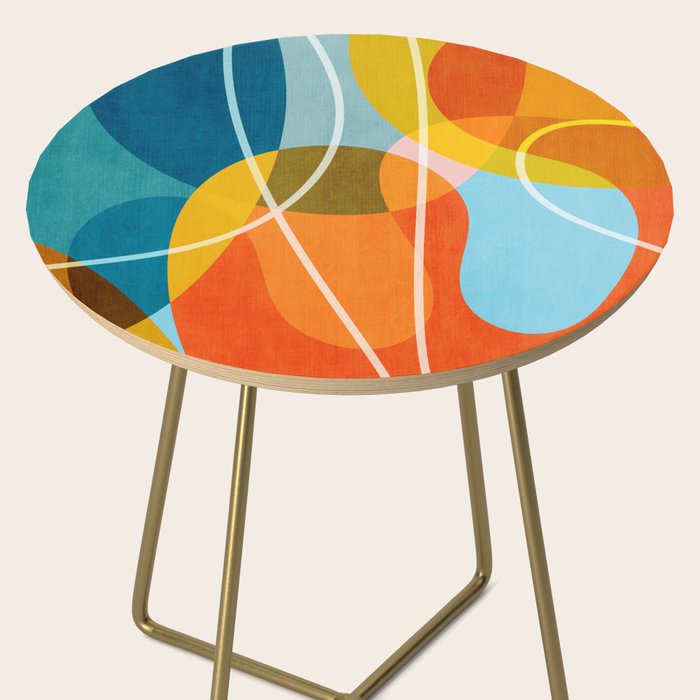 Colorful Red Yellow Modern Abstract Artwork Side Table Gallery Image 2
