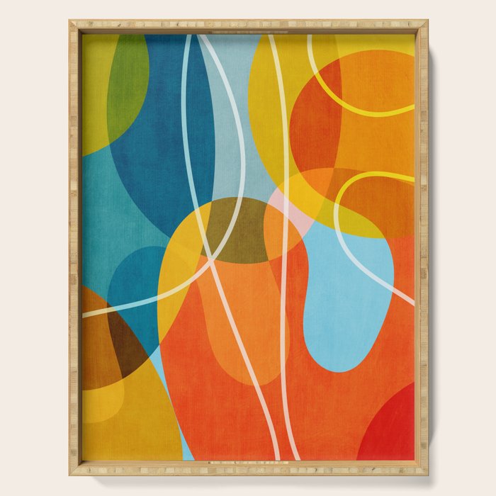 Colorful Red Yellow Modern Abstract Artwork Serving Tray Gallery Image 1