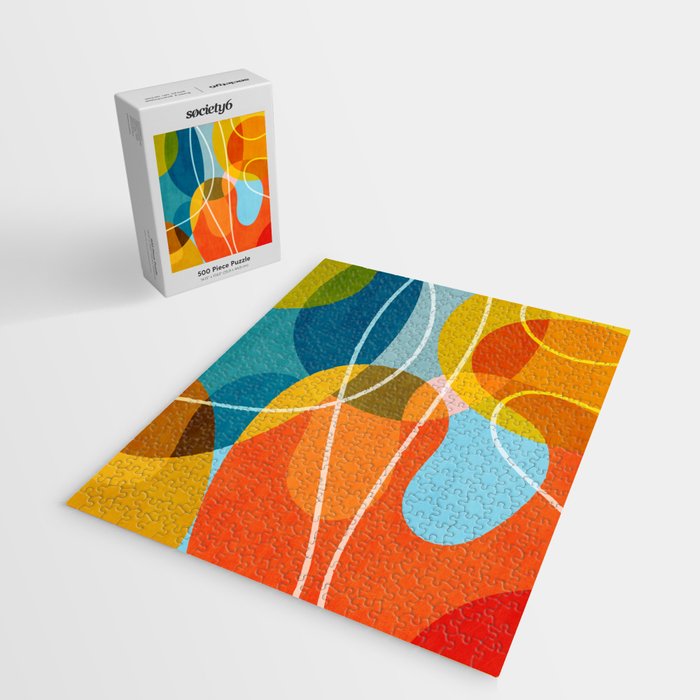 Colorful Red Yellow Modern Abstract Artwork Jigsaw Puzzle Gallery Image 2