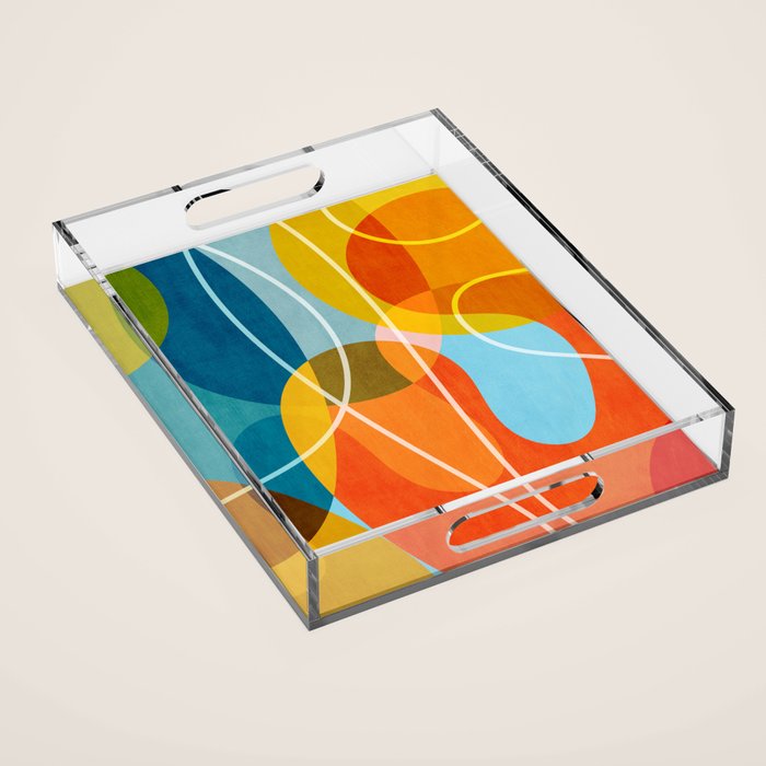 Colorful Red Yellow Modern Abstract Artwork Acrylic Tray Gallery Image 1