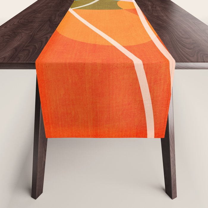 Colorful Red Yellow Modern Abstract Artwork Table Runner