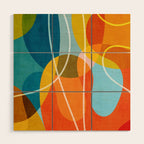 Colorful Red Yellow Modern Abstract Artwork Wood Wall Art Gallery Image 1