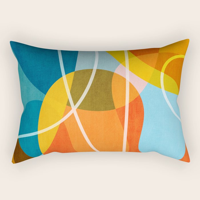Colorful Red Yellow Modern Abstract Artwork Rectangular Pillow Gallery Image 2