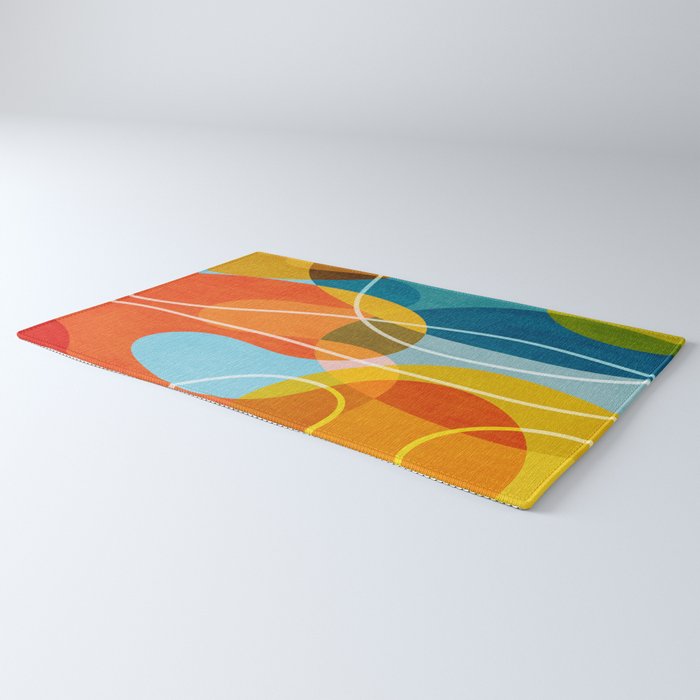 Colorful Red Yellow Modern Abstract Artwork Rug Gallery Image 3