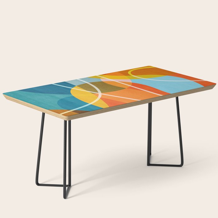 Colorful Red Yellow Modern Abstract Artwork Coffee Table Gallery Image 1