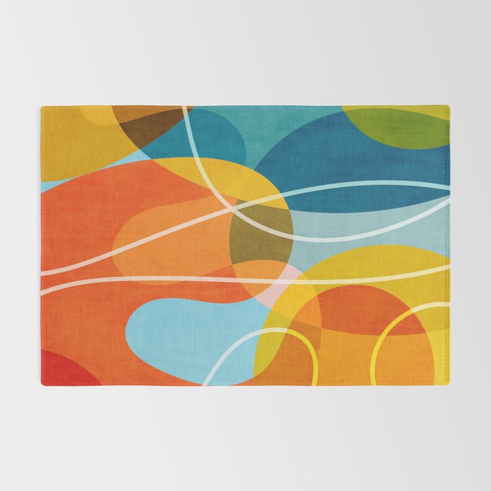 Colorful Red Yellow Modern Abstract Artwork Rug Gallery Image 2